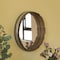 Vintiquewise Round Rustic Wood and Galvanized Metal Framed Wine Barrel Shaped Wall Mirror QI003977 - alternate 2